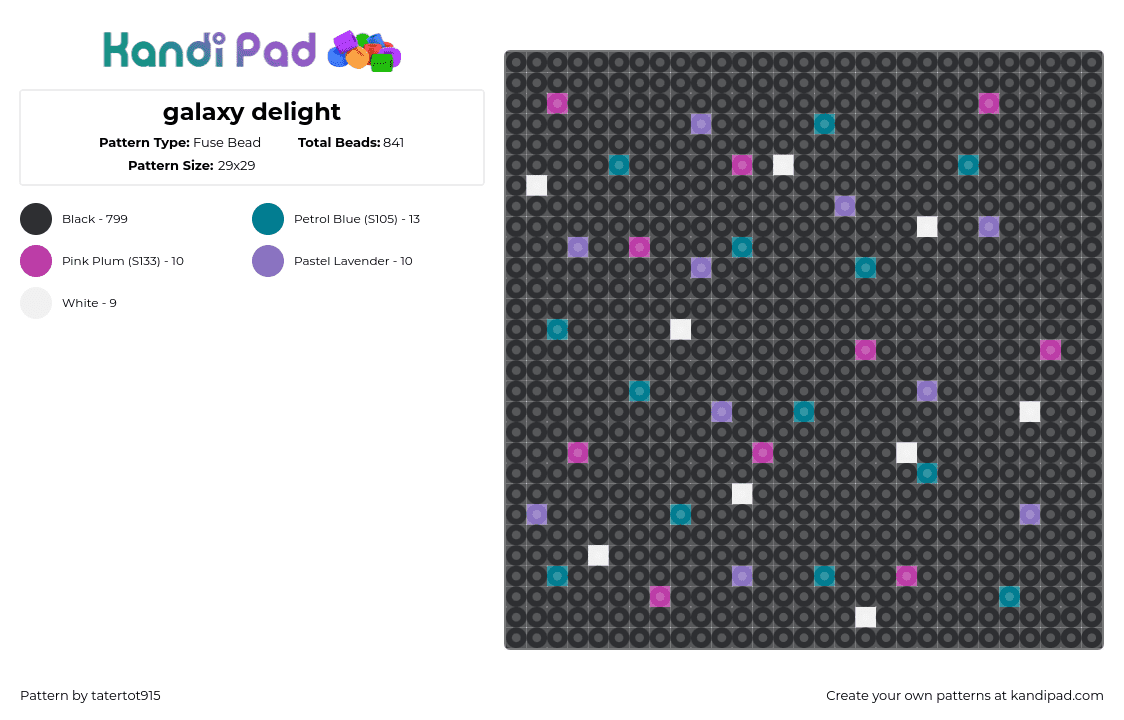 galaxy delight - Fuse Bead Pattern by tatertot915 on Kandi Pad - galaxy,space,dark,colorful,panel,black,teal,pink