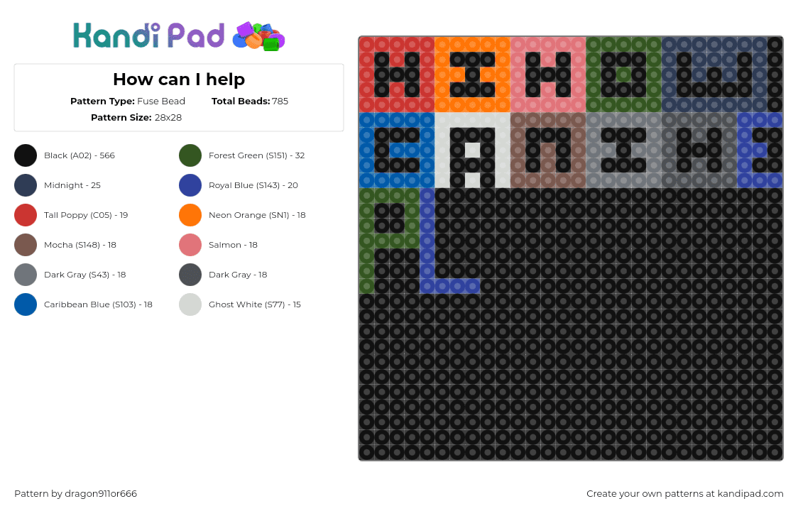 How can I help - Fuse Bead Pattern by dragon911or666 on Kandi Pad - text,colorful,dark,panel,black