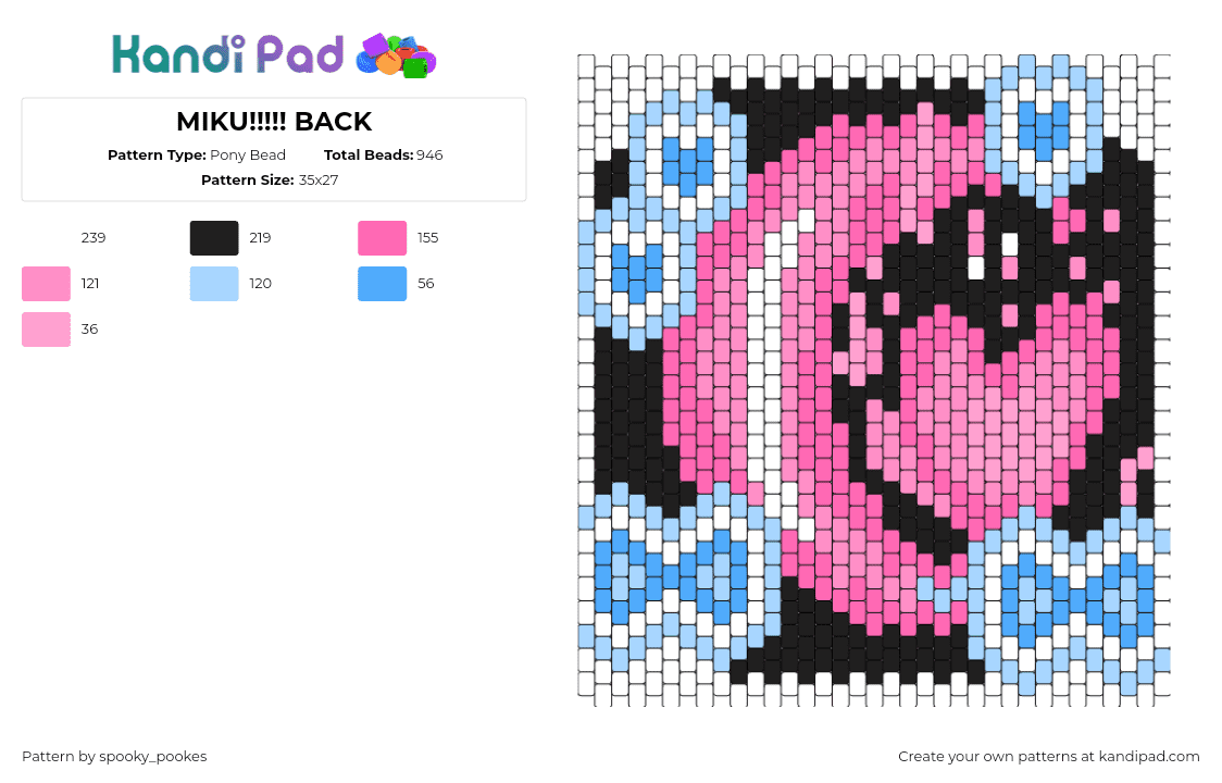 MIKU!!!!! BACK - Pony Bead Pattern by spooky_pookes on Kandi Pad - 