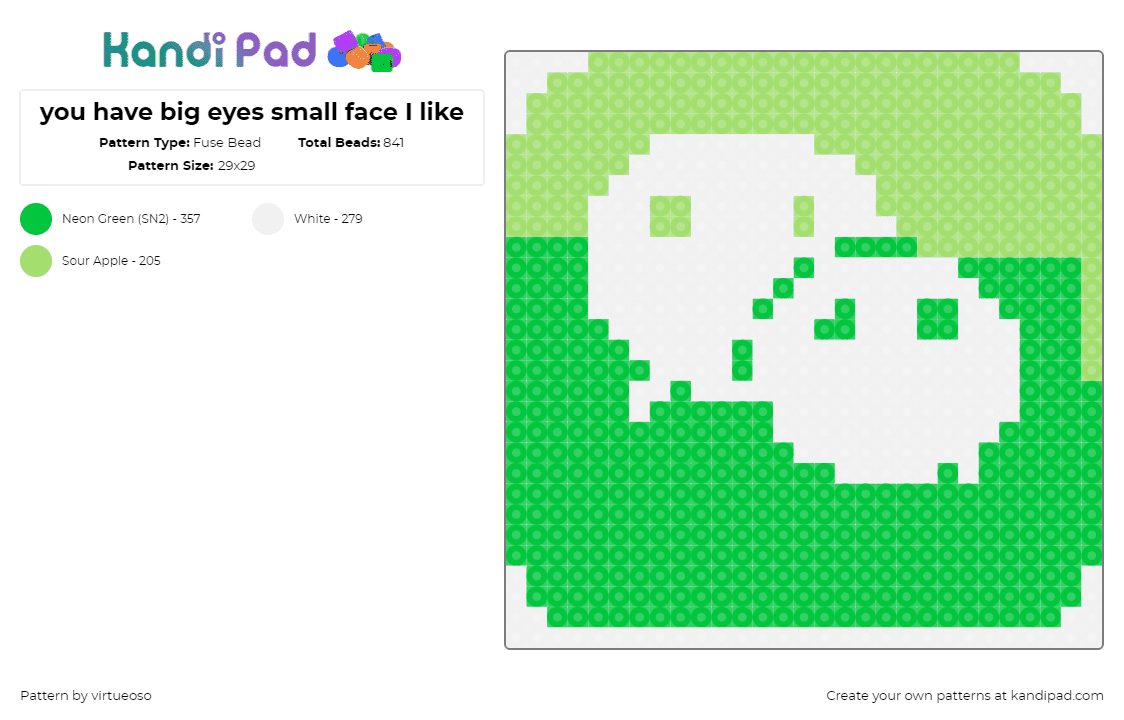 you have big eyes small face I like - Fuse Bead Pattern by virtueoso on Kandi Pad - messages,app,chat,bubbles,phone,icon,green,white