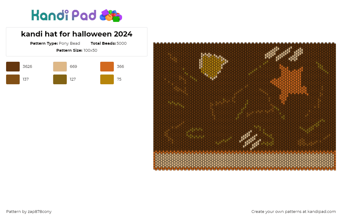 kandi hat for halloween 2024 - Pony Bead Pattern by zap878cony on Kandi Pad - 