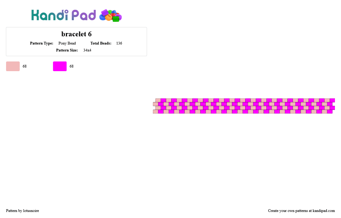 bracelet 6 - Pony Bead Pattern by lotusnoire on Kandi Pad - beige,pink