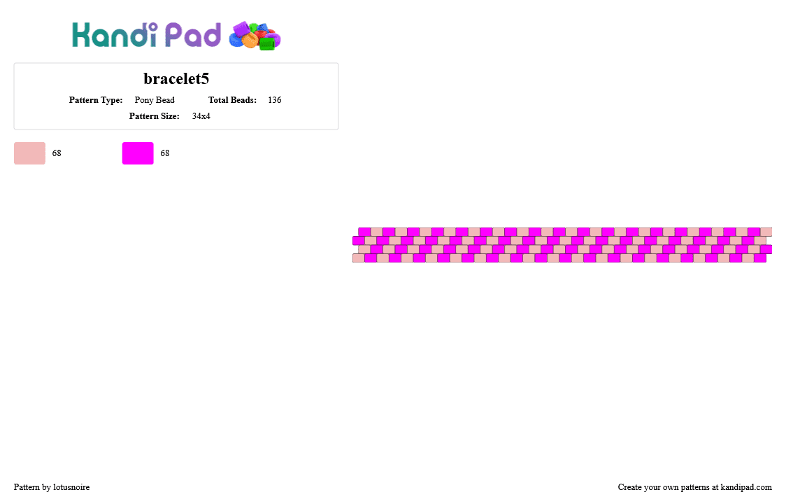 bracelet5 - Pony Bead Pattern by lotusnoire on Kandi Pad - beige,pink