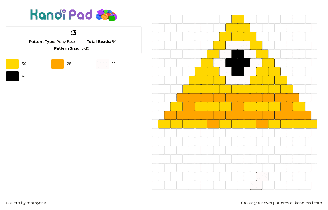 :3 - Pony Bead Pattern by mothyeria on Kandi Pad - pyramid,bill cypher,gravity falls,cyclops,triangle,eye,yellow