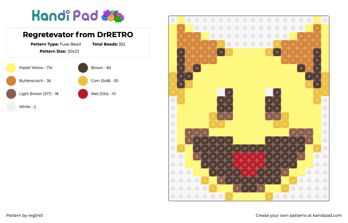 Regretevator from DrRETRO - Fuse Bead Pattern by reg040 on Kandi Pad - drretro,regretevator,roblox,smile,character,npc,video game,yellow