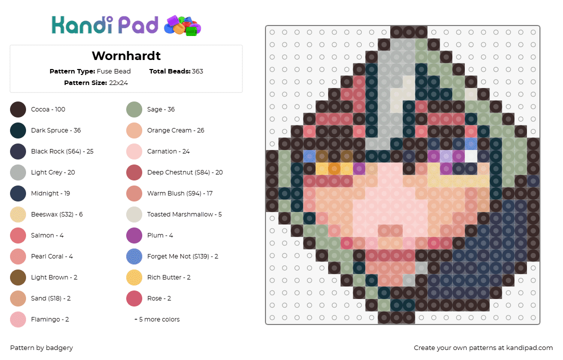 Wornhardt - Fuse Bead Pattern by badgery on Kandi Pad - wonrhardt,sun haven,video game,gray,orange