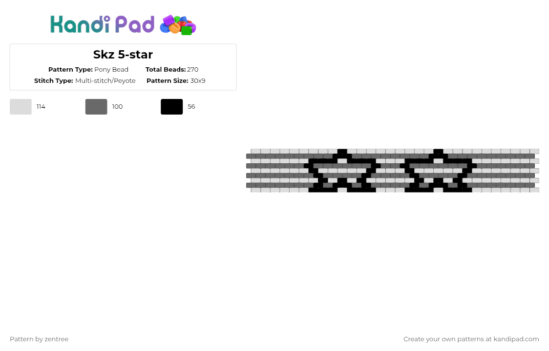 Skz 5-star - Pony Bead Pattern by zentree on Kandi Pad - white,gray,skz,stray kids,5star,5 star