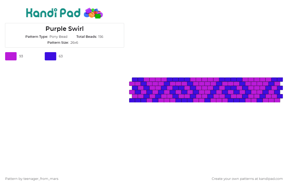 Purple Swirl - Pony Bead Pattern by teenager_from_mars on Kandi Pad - swirls,cuff