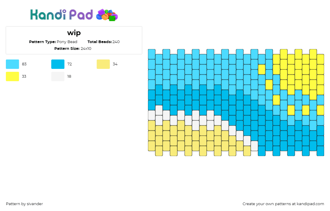 wip - Pony Bead Pattern by sivander on Kandi Pad - beach,sun,water,tranquility,serene,summery,relaxing,vibe,light blue,yellow