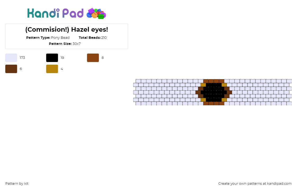 (Commision!) Hazel eyes! (You rock!) - Pony Bead Pattern by kit on Kandi Pad - eye,hazel,bracelet,cuff,white,brown