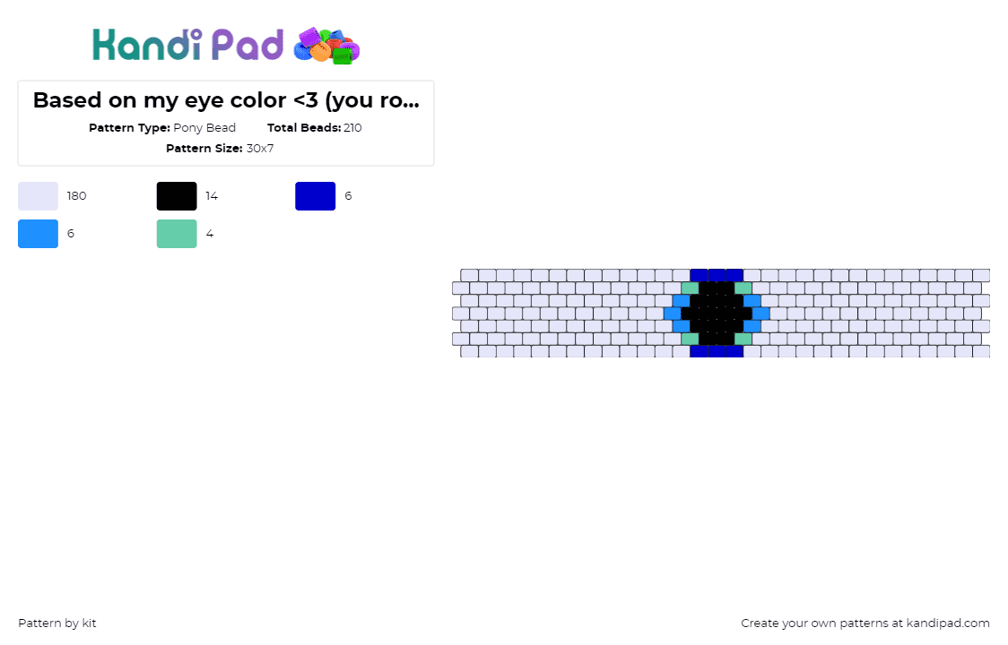 Based on my eye color < 3 (you rock!) - Pony Bead Pattern by kit on Kandi Pad - eye,bracelet,cuff,whiteblue