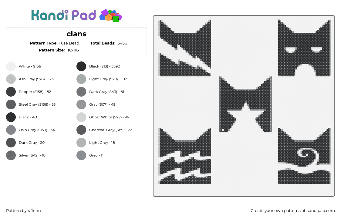 clans - Fuse Bead Pattern by ra1nnn on Kandi Pad - clans,warrior cats,logo,novel,black,white