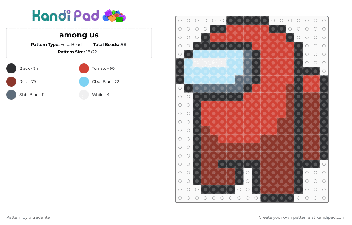 among us - Fuse Bead Pattern by ultradante on Kandi Pad - red