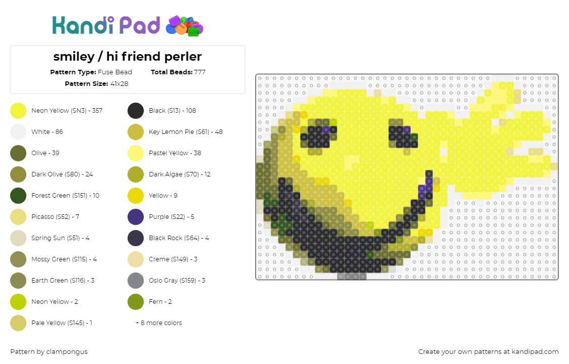 smiley / hi friend perler - Fuse Bead Pattern by clampongus on Kandi Pad - smiley,emoji,face,hand,yellow,black