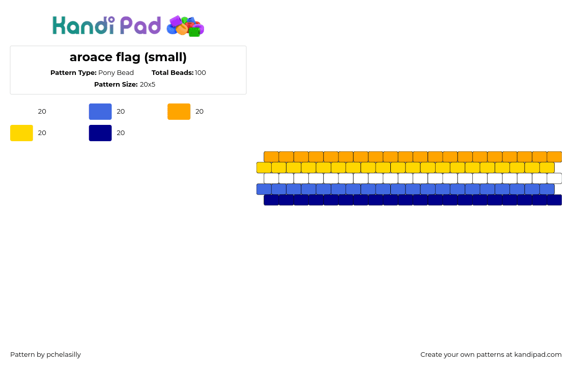 aroace flag (small) - Pony Bead Pattern by pchelasilly on Kandi Pad - aroace,price,bracelet,orange,blue