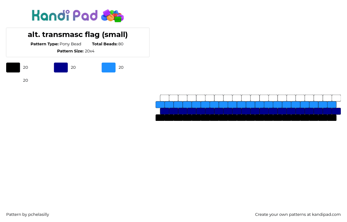 alt. transmasc flag (small) - Pony Bead Pattern by pchelasilly on Kandi Pad - transmasc,pride,bracelet,cuff,blue