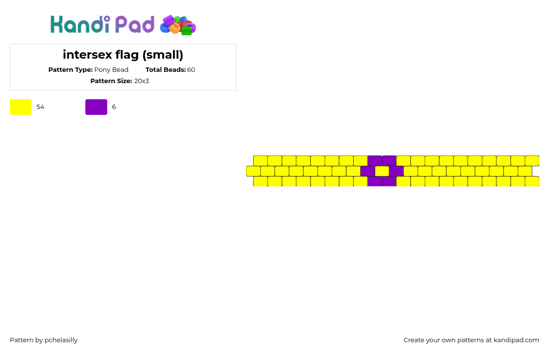 intersex flag (small) - Pony Bead Pattern by pchelasilly on Kandi Pad - intersex,pride,bracelet,cuff,yellow