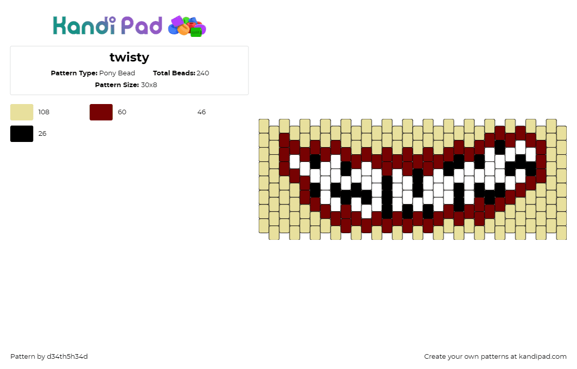 twisty - Pony Bead Pattern by d34th5h34d on Kandi Pad - cuff