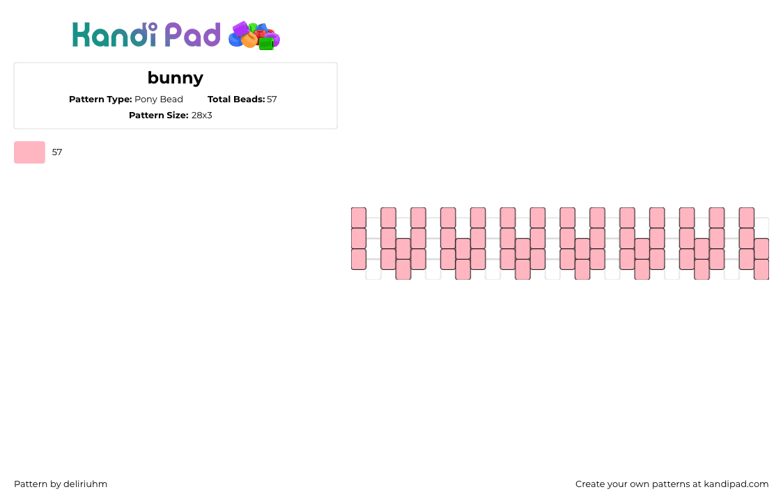 bunny - Pony Bead Pattern by deliriuhm on Kandi Pad - bunnies,simple,abstract,bracelet,cuff,animal,pink