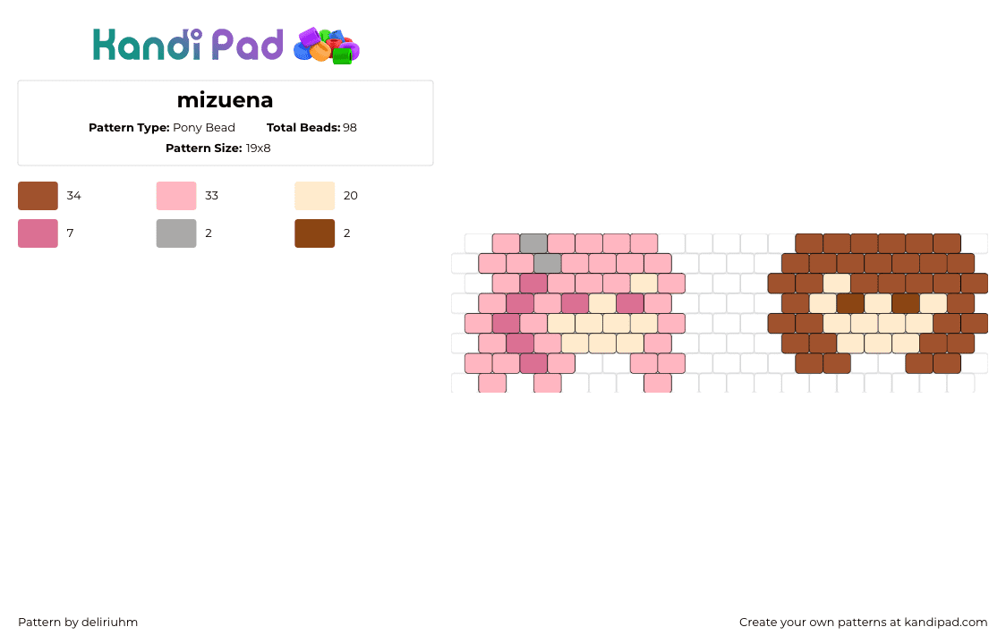 mizuena - Pony Bead Pattern by deliriuhm on Kandi Pad - mizuena,mizuki akiyama,ena shinonome,project sekai,vocaloid,pink,tan