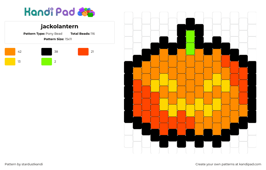 jackolantern - Pony Bead Pattern by stardustkandi on Kandi Pad - jackolantern,pumpkin,cute,halloween,simple,orange