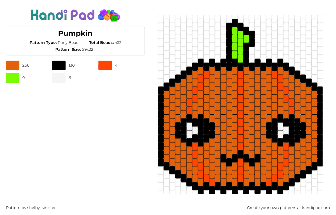 Pumpkin - Pony Bead Pattern by shelby_sinister on Kandi Pad - pumpkin,3d,jackolantern,smile,halloween,cute,orange