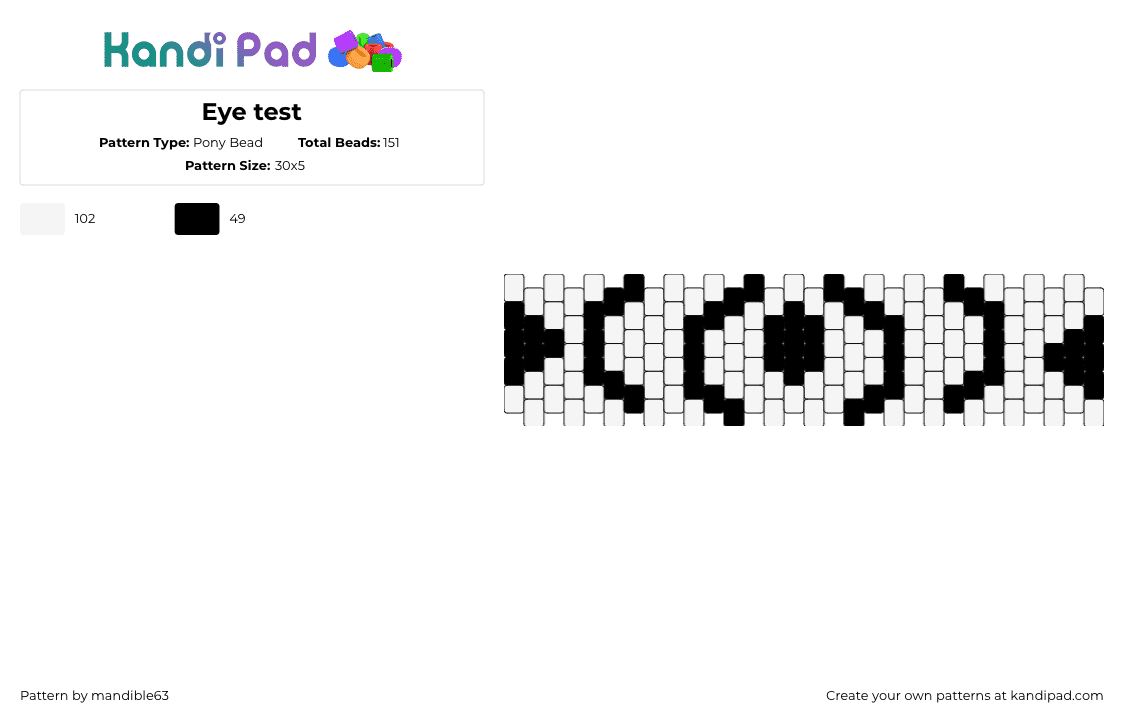 Eye test - Pony Bead Pattern by mandible63 on Kandi Pad - eye,abstract,simple,cuff,black,white