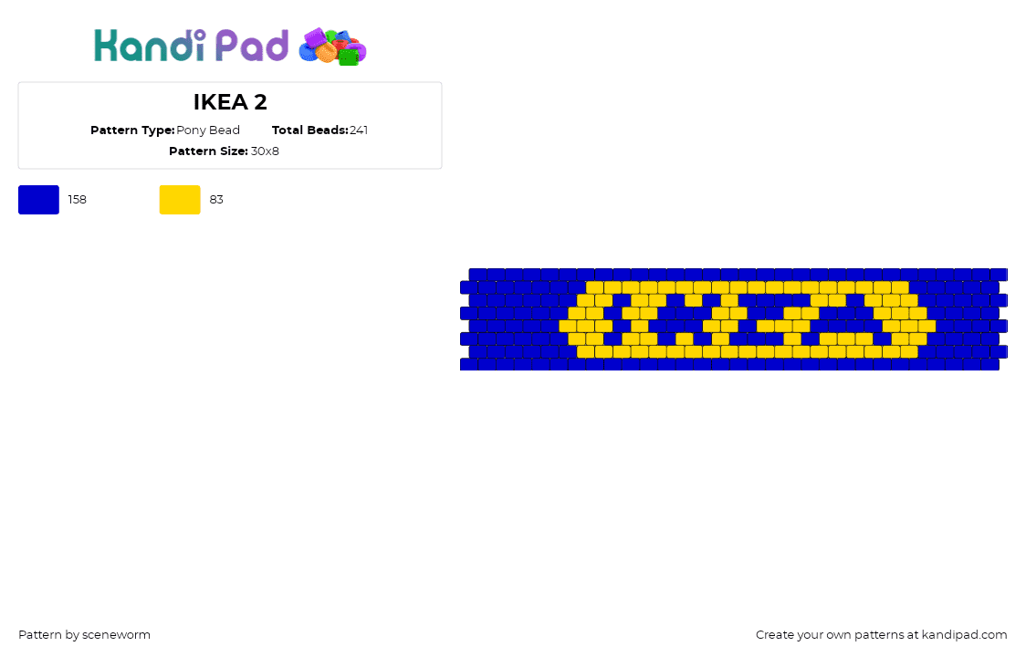 IKEA 2 - Pony Bead Pattern by sceneworm on Kandi Pad - ikea,logo,panel,bag,yellow,blue