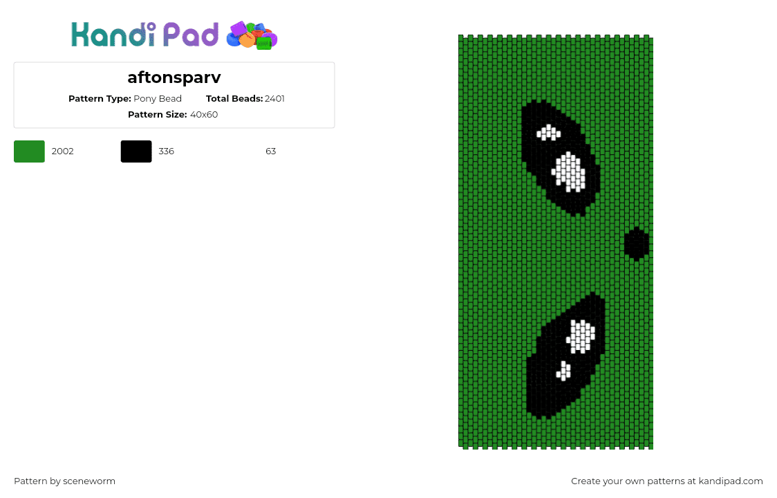 aftonsparv - Pony Bead Pattern by sceneworm on Kandi Pad - aftonsparv,alien,ikea,eyes,toy,children,panel,green,black