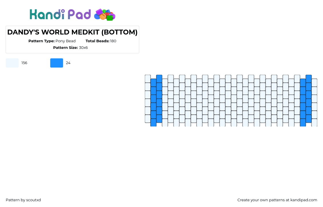 DANDY\'S WORLD MEDKIT (BOTTOM) - Pony Bead Pattern by scoutxd on Kandi Pad - medkit,dandys world,bag,panel,video game,simple,white,blue