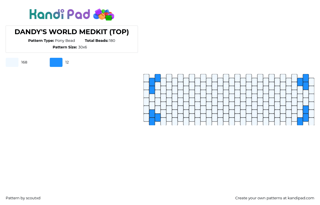 DANDY\'S WORLD MEDKIT (TOP) - Pony Bead Pattern by scoutxd on Kandi Pad - medkit,dandys world,bag,panel,video game,simple,white,blue