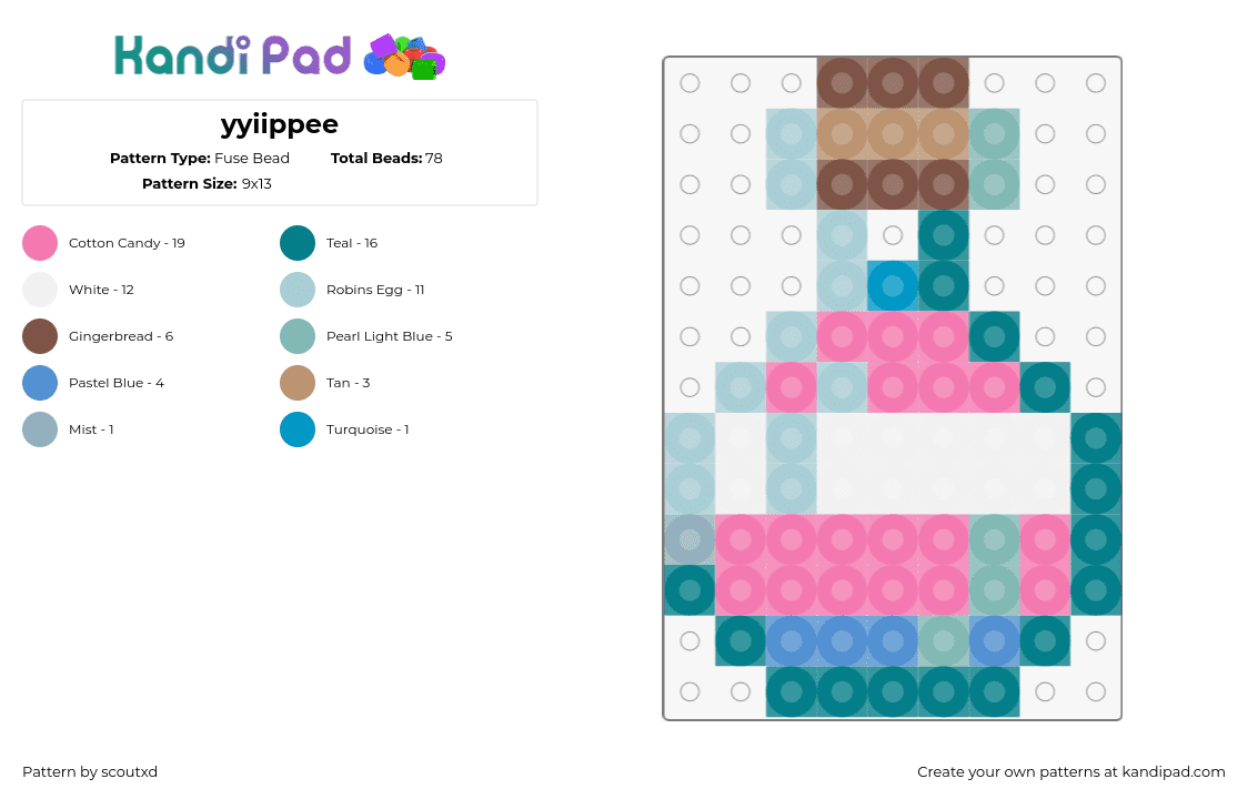 yyiippee - Fuse Bead Pattern by scoutxd on Kandi Pad - potion,bottle,jar,cork,pink,teal,brown