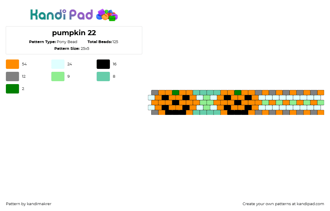 pumpkin 22 - Pony Bead Pattern by kandimakrer on Kandi Pad - 