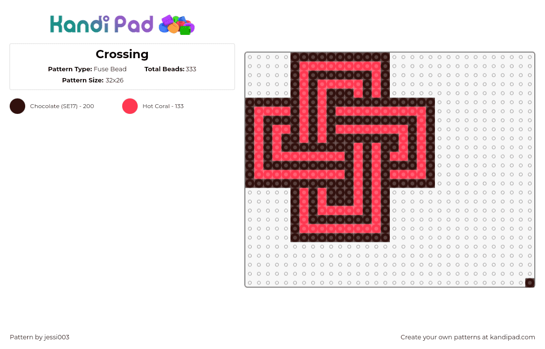 Crossing - Fuse Bead Pattern by jessi003 on Kandi Pad - weave,cross,geometric,swirl,celtic,red,black