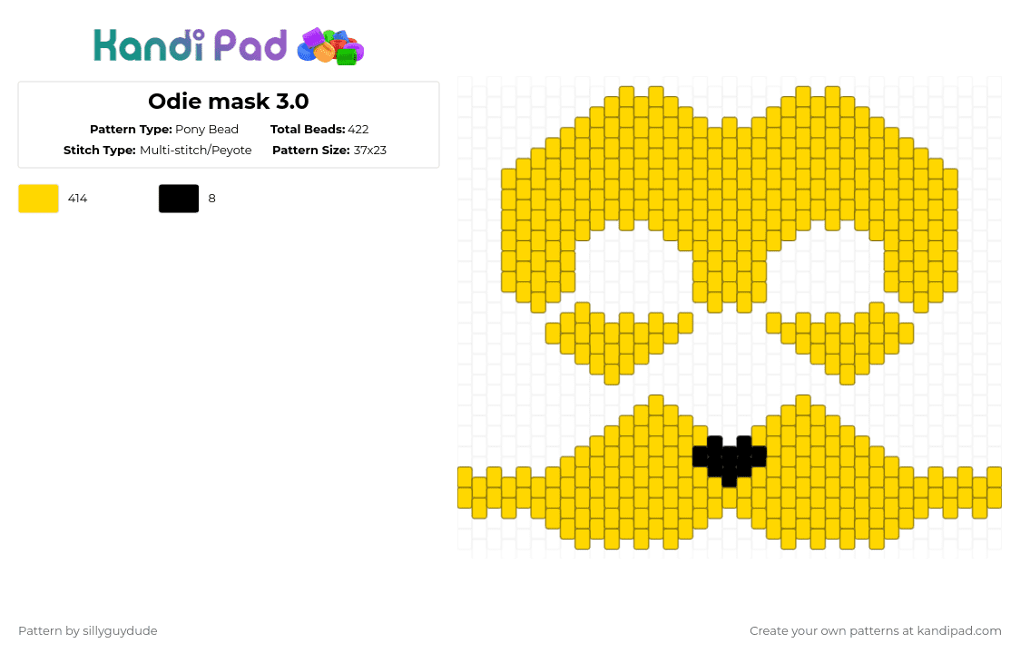 Odie mask 3.0 (success) - Pony Bead Pattern by sillyguydude on Kandi Pad - yellow