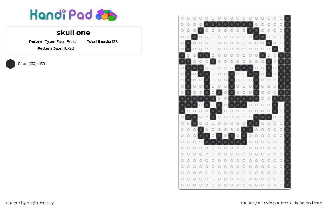 skull one - Fuse Bead Pattern by mightbecasey on Kandi Pad - skull,outline,simple,spooky,black