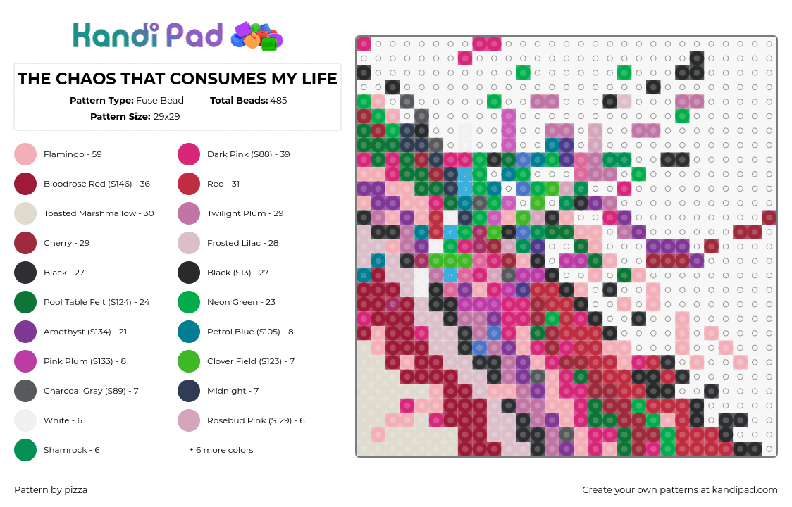 THE CHAOS THAT CONSUMES MY LIFE - Fuse Bead Pattern by pizza on Kandi Pad - 