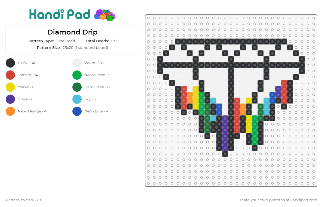 Diamond Drip - Fuse Bead Pattern by tish1229 on Kandi Pad - diamond,gem,drip,rainbow,white