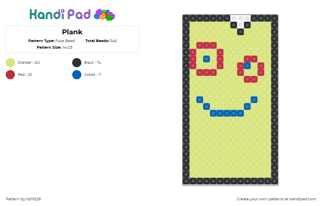 Plank - Fuse Bead Pattern by tish1229 on Kandi Pad - plank,ed edd n eddy,cartoon network,tv show,character,wood,face,pastel,yellow