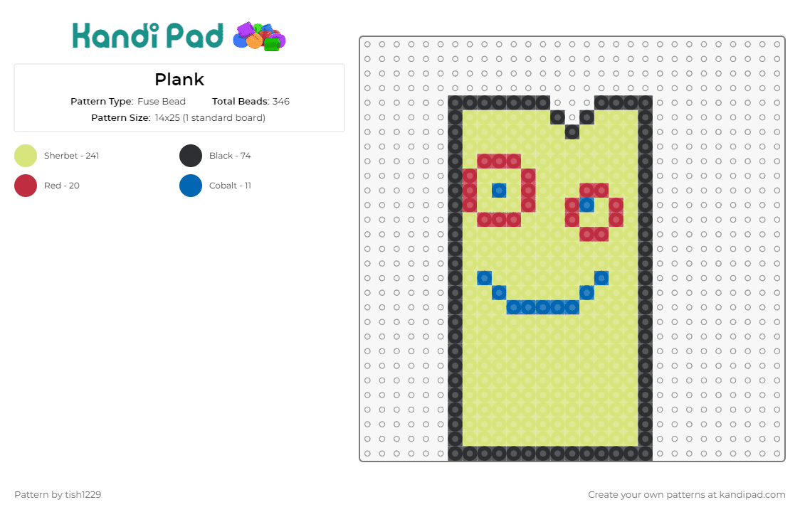 Plank - Fuse Bead Pattern by tish1229 on Kandi Pad - plank,ed edd n eddy,cartoon network,tv show,character,wood,face,pastel,yellow