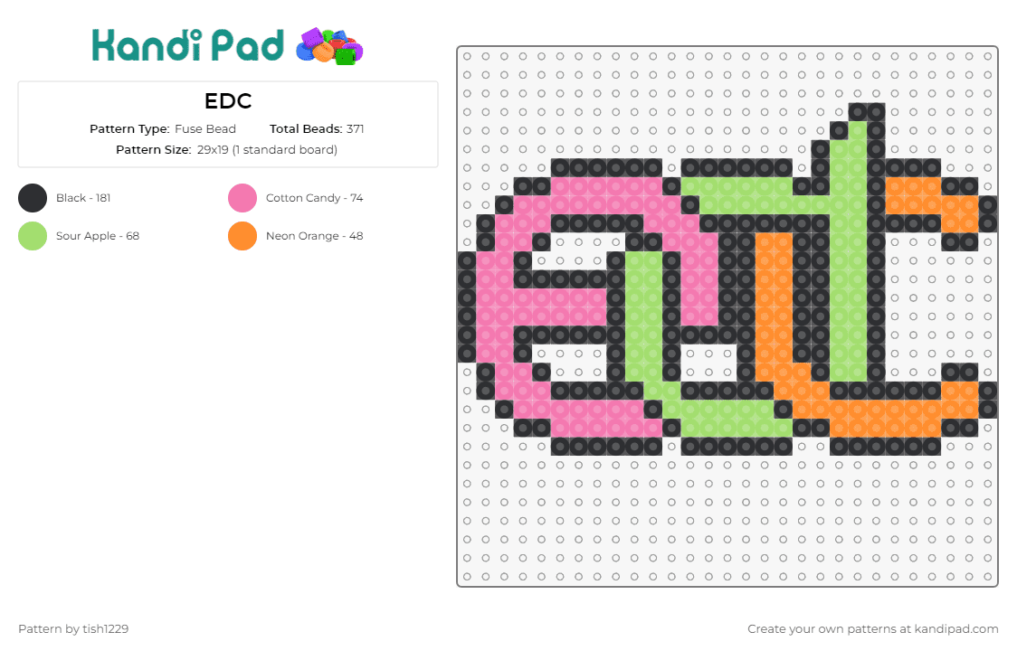 EDC - Fuse Bead Pattern by tish1229 on Kandi Pad - edc,music festival,edm,dj