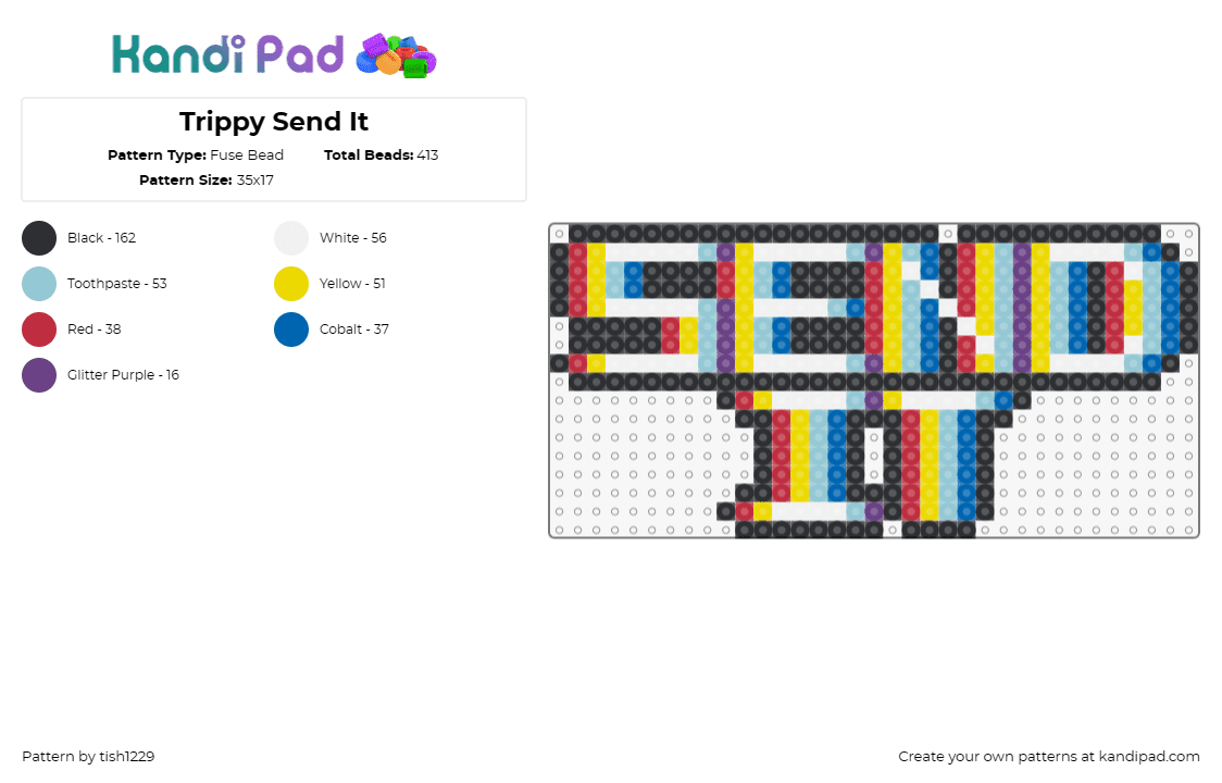 Trippy Send It - Fuse Bead Pattern by tish1229 on Kandi Pad - send it,trippy,text,psychedelic,blurry,white