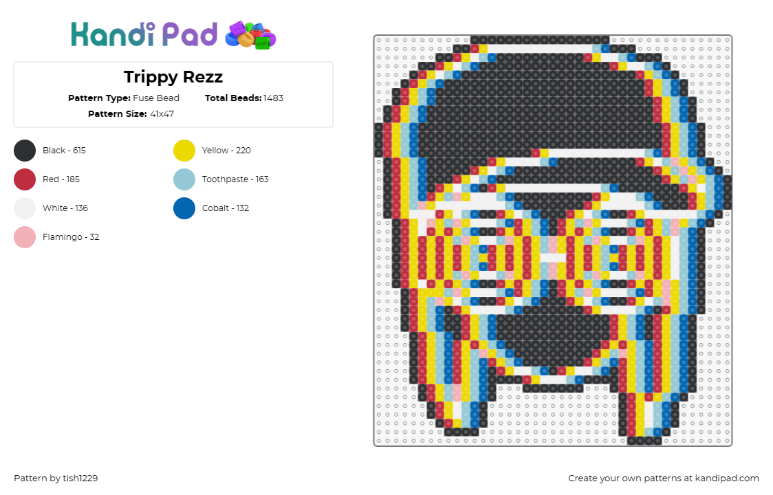 Trippy Rezz - Fuse Bead Pattern by tish1229 on Kandi Pad - rezz,music,edm,dj,trippy,psychedelic,3d,black