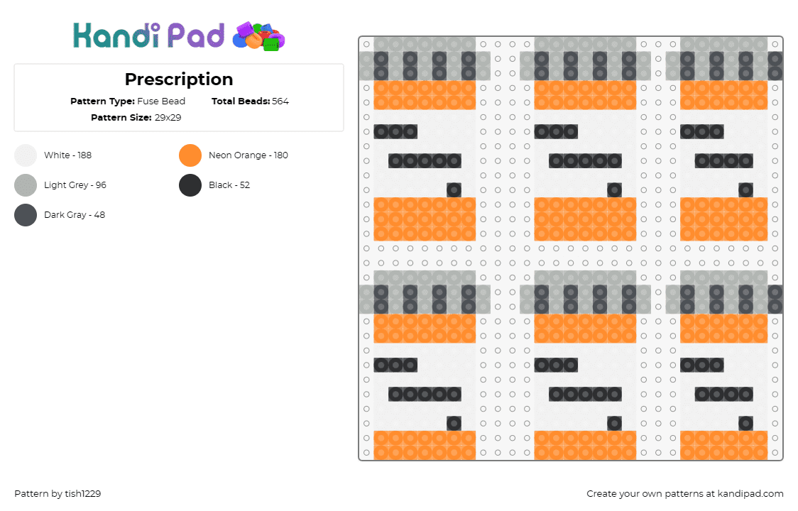 Prescription - Fuse Bead Pattern by tish1229 on Kandi Pad - medicine,drugs,prescription,medical,pills,structured,precision,intriguing,field,