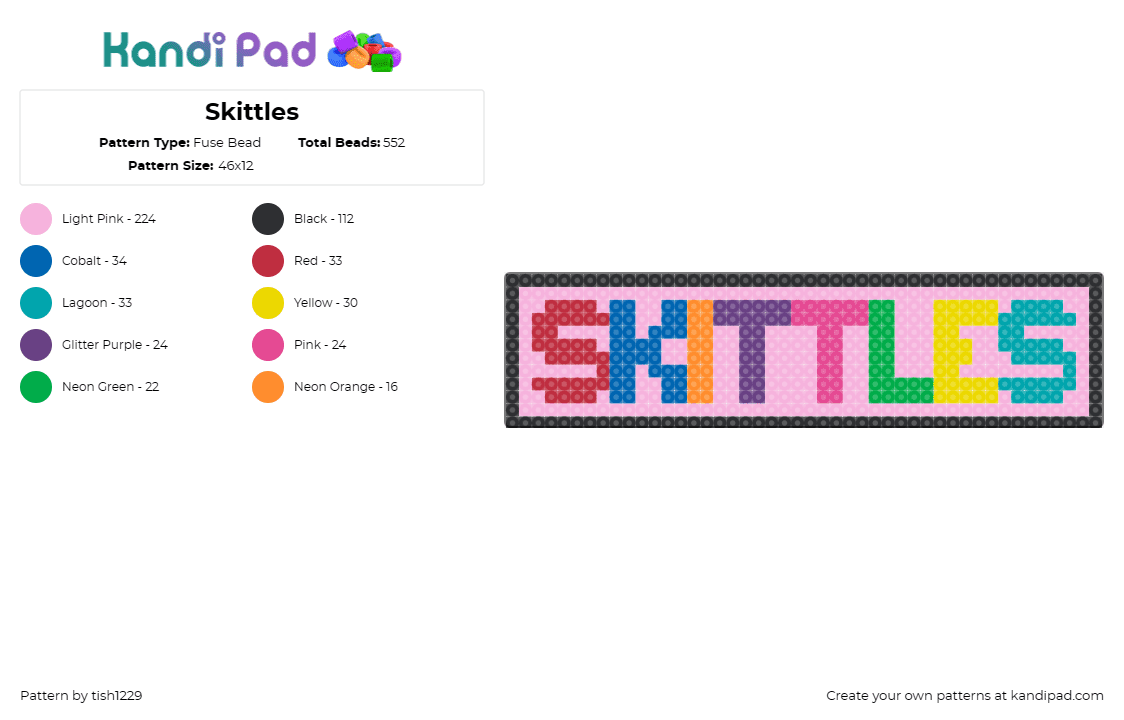 Skittles - Fuse Bead Pattern by tish1229 on Kandi Pad - skittles,candy,colorful,pink,playful,vibrant,sweet,treats