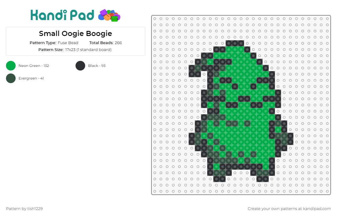 Small Oogie Boogie - Fuse Bead Pattern by tish1229 on Kandi Pad - oogie boogie,nightmare before christmas,kingdom hearts,spooky,halloween,movie,character,green