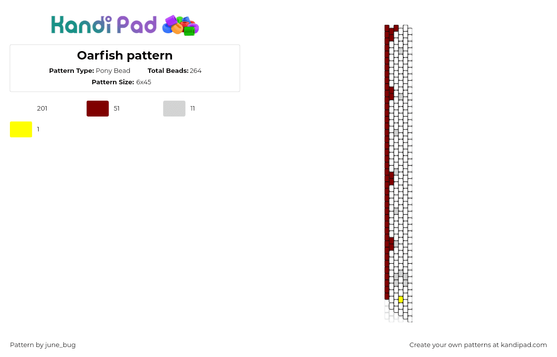 Oarfish pattern - Pony Bead Pattern by june_bug on Kandi Pad - oarfish,animal,fish,white