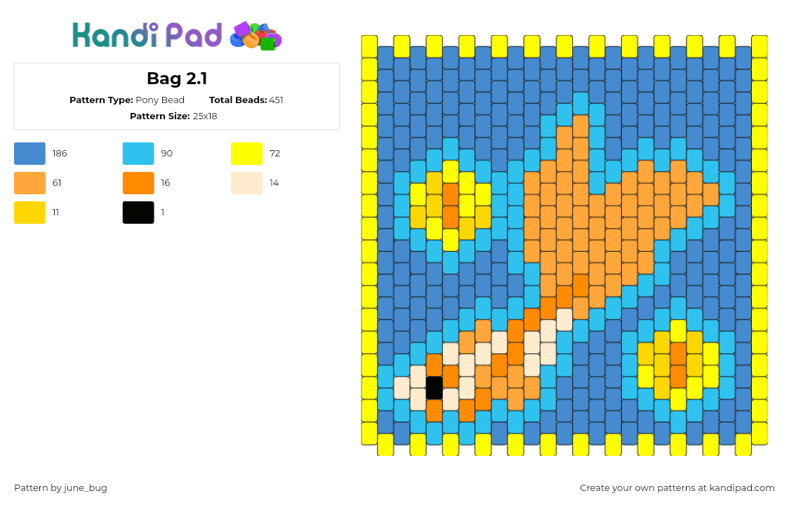 Bag 2.1 - Pony Bead Pattern by june_bug on Kandi Pad - koi,fish,animal,underwater,bag,panel,orange,blue,yellow