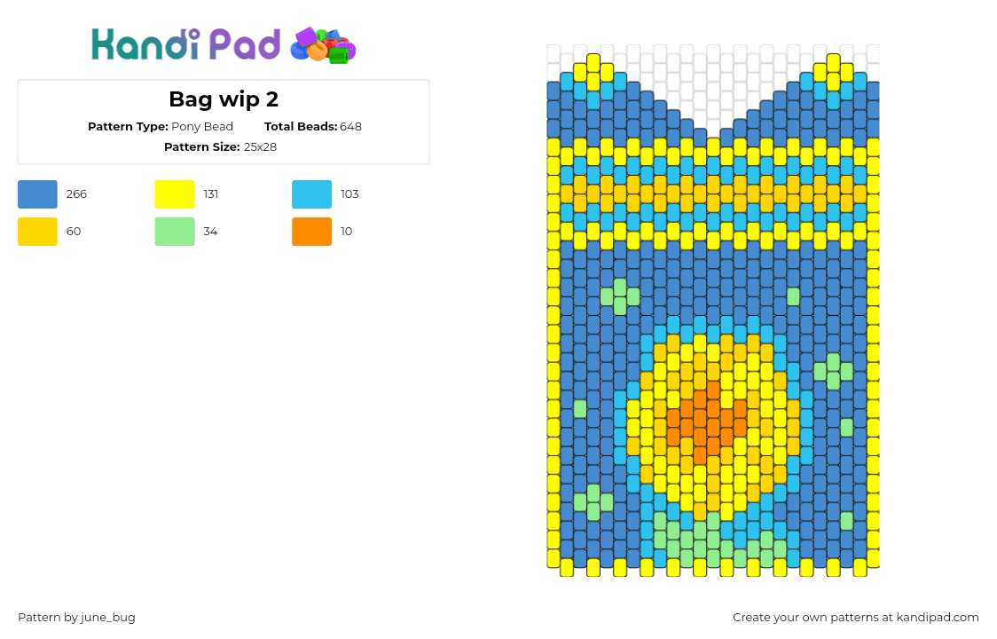 Bag wip 2 - Pony Bead Pattern by june_bug on Kandi Pad - flower,dandelion,zinnia,nature,panel,bag,yellow,blue