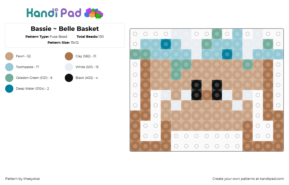 Bassie ~ Belle Basket - Fuse Bead Pattern by theeyokai on Kandi Pad - beige,tan,bassie,flowers,basket,dandys world,roblox